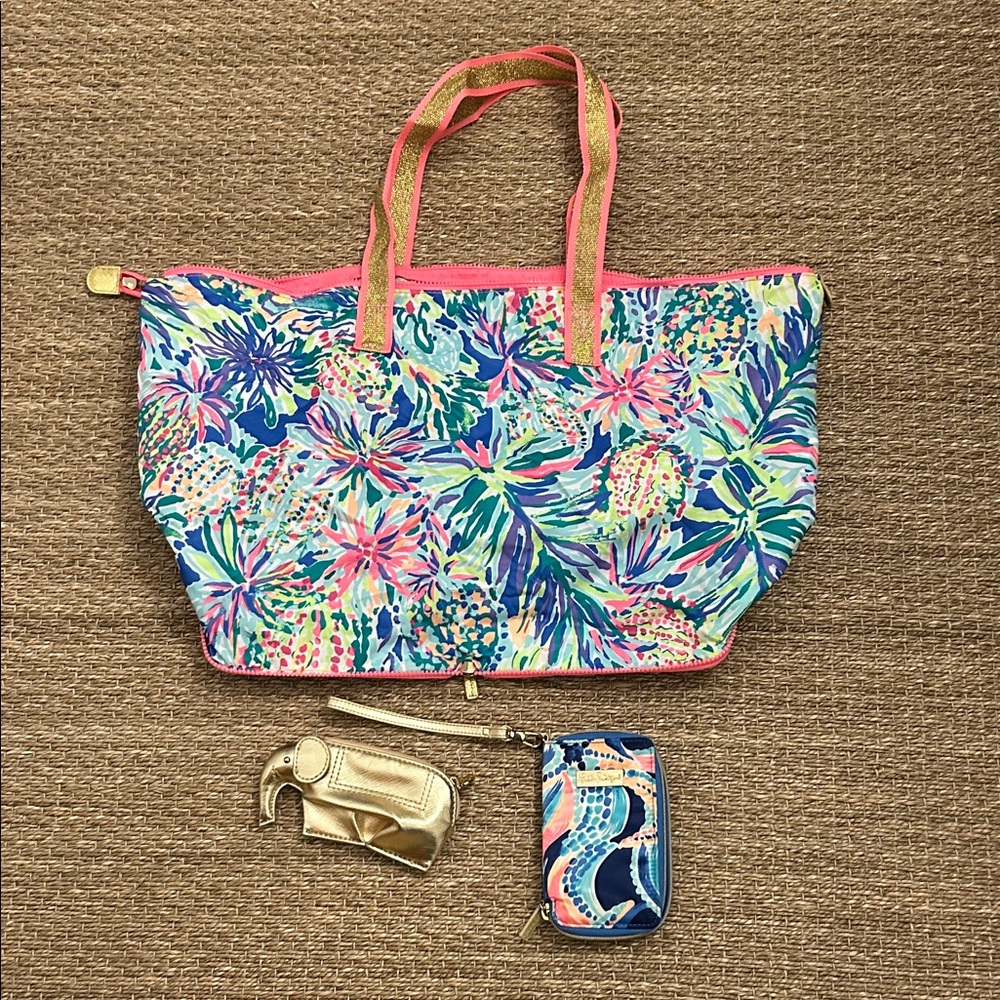 Lilly Pulitzer tote, wristlet, wallet